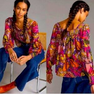 Beautiful Anthropologie Alexandra Farmer fully-lined blouse